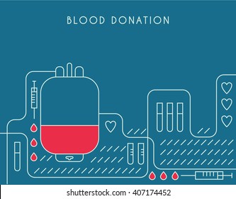 Blood donation vector poster. Modern flat style.