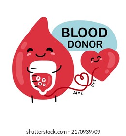 Blood donor cartoon logo vector illustration