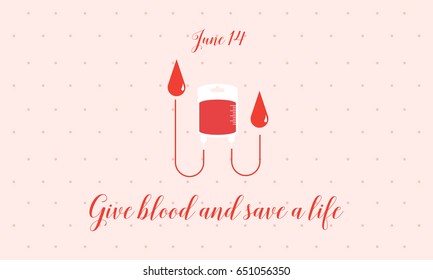 Blood donor day background vector flat