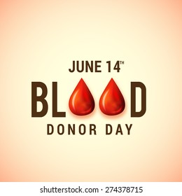 Blood donor day concept text illustration with detail blood drops.