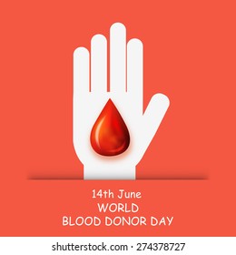 Blood donor day concept text illustration with detail blood drops.
