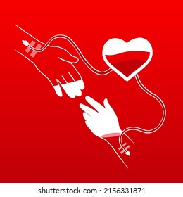 Blood Donor Day Icon. Hand Of Help. Blood Donation Concept.