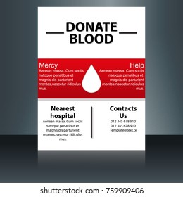 Blood donor. Flyer design template vector