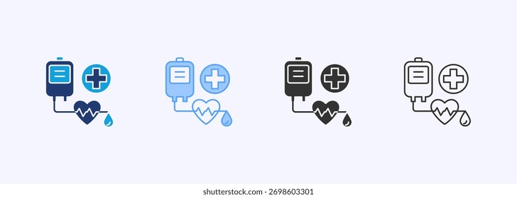 Conjunto de iconos de donantes de sangre Colección de estilo múltiple