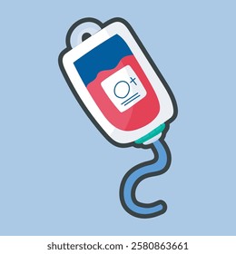 blood donor pack with outline flat vector design.