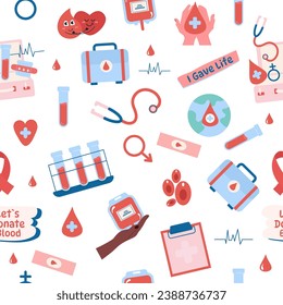 Blood donor seamless pattern on a white background