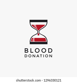 Blood donor time logo vector template on white background