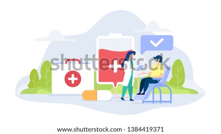 Blood Donor vector concept illustration for landing page, wallpaper, background, banner, advertising, web, business
