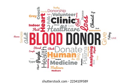 Blood Donor word cloud background. Health awareness Vector illustration design concept.
