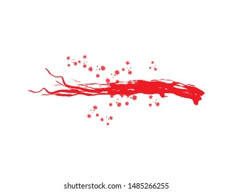 Blood Dribble Vector Template. Red Ink Drops Isolated on White. Blood Splatter. Abstract Watercolor and Ink Splash. Realistic drop and blob. Bloodstains Elements for Halloween Decoration.