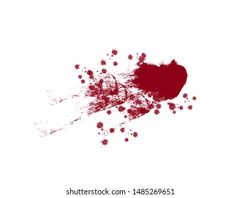 Blood Dribble Vector Template. Red Ink Drops Isolated on White. Blood Splatter. Abstract Watercolor and Ink Splash. Realistic drop and blob. Bloodstains Elements for Halloween Decoration.