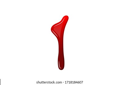 goteo de sangre 3D. Caer sangre isolada de fondo blanco. Feliz diseño decorativo de Halloween. Punto de salpicadura de mancha roja, mancha de horror. La textura del susto de la mancha sangrante. Pintura líquida Ilustración del vector