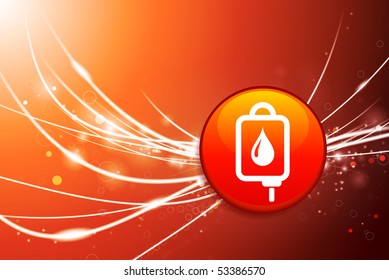 Botón de goteo en sangre sobre fondo de luz abstracta roja Ilustración original