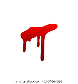 Blood drip. Drop blood isloated white background. Happy Halloween decoration design. Red splatter stain, splash spot, horror blot. Bleeding bloodstain scare texture. Liquid paint Vector illustraton