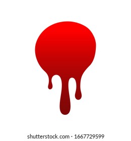 goteo de sangre. Caer sangre isolada de fondo blanco. Feliz diseño decorativo de Halloween. Mancha de manchas rojas, punto de salpicadura, mancha de horror. La textura del susto de la mancha sangrante. Pintura líquida Ilustración del vector