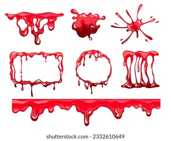 Bluttropfen Horror-Rahmen abfall einzeln Set. Vektorgrafik-Design-Illustration