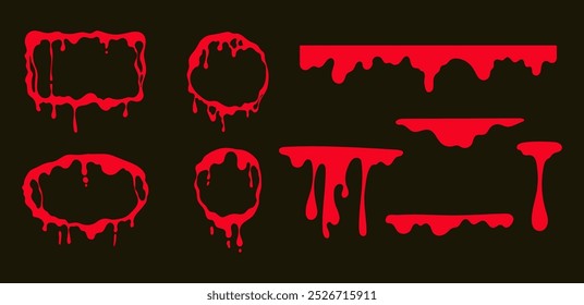 Gota de goteo de sangre gota mancha de sangre de vampiro conjunto aislado realista. Vector Diseño gráfico ilustración