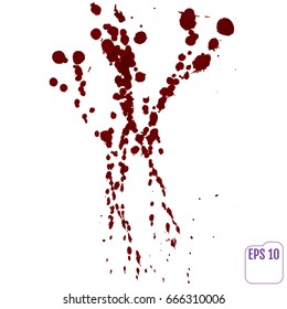 Blood drip. Vector red Ink stain, blots and splashes. Isolated Realistic paint drops, design elements.
