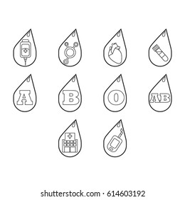 blood drive vector icon set