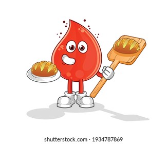 blood drop baker with bread cartoon. cartoon mascot vector