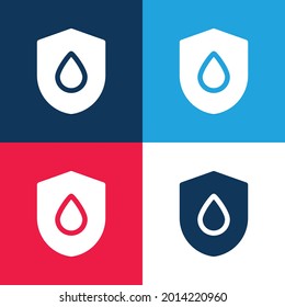 Sangre Coloca azul y rojo cuatro colores mínimo conjunto de iconos