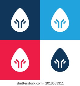 Blood Drop blue and red four color minimal icon set