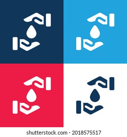 Blut Drop blau und rot vier Farbe minimale Icon Set