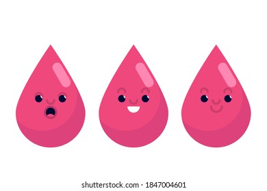 Carácter de gota de sangre con diferentes emociones.