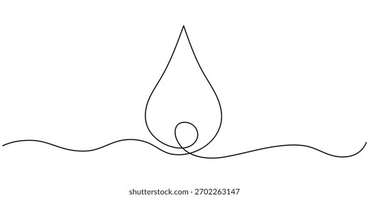 Blood drop continuous one line drawing illustration. Doodle vector illustration.