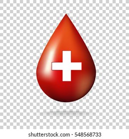 Blood drop with cross icon. vector