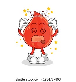 la mascota de la cabeza mareada se cae la sangre. vector de dibujos animados