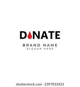 Logo del concepto de donación de sangre. Logo de donación de sangre. Ilustración del vector de diseño de la plantilla del logotipo del donador de sangre