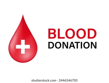 Gota de sangre. Concepto de donación de sangre. Día Mundial del Donante de Sangre. Ilustración vectorial. 