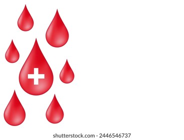 Gota de sangre. Concepto de donación de sangre. Día Mundial del Donante de Sangre. Ilustración vectorial. 