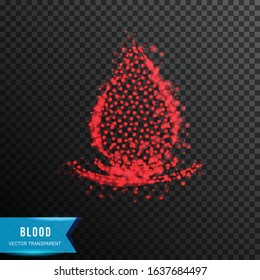 blood drop. donor concept. from connecting dot and line. light effect. vector illustration, isolated on transparent background