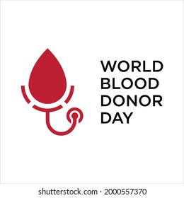 Ilustración del logo del donante de gotas de sangre. plantilla de diseño de vectores del logotipo de día de donante de sangre mundial