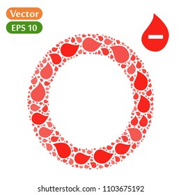 Blood drop forming blood type O- letter
