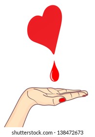 Blood drop in hand