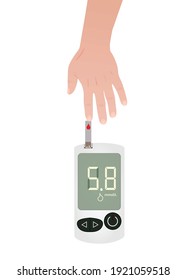 Disminución de sangre de la mano al dispositivo de diabetes. vector
