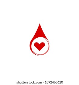 Blood Drop With Heart Logo Icon Design, Vector Illustration Template