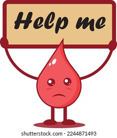 The blood drop icon asking for help is professionally designed on a white background