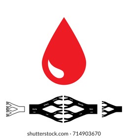 Blood drop icon and circulatory system vector illustration