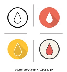 Blood drop icon. Flat design, linear and color styles. Blood donation and transfusion medical symbol. Isolated vector illustrations