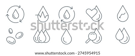 blood drop icon set collection of the blood drop and water