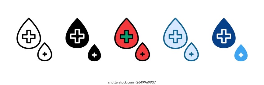 Ícone de gota de sangue definir coleção de vários estilos