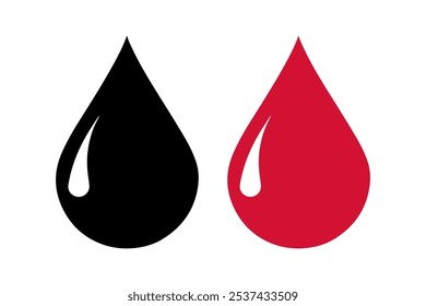 Conjunto de iconos de gota de sangre simple y limpio con fondo blanco.