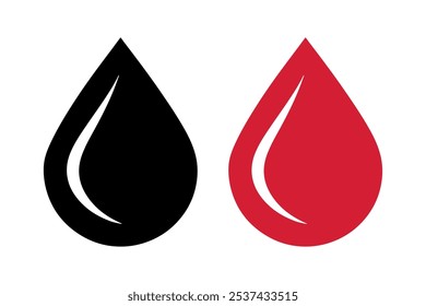 Conjunto de iconos de gota de sangre simple y limpio con fondo blanco.