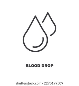 icono de gota de sangre. Icono de gota de sangre delgada de la colección médica y de salud. Vector de contorno aislado en fondo blanco. El símbolo de gota de sangre editable puede ser usado web y móvil