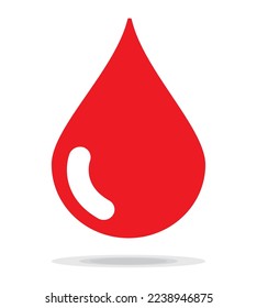 Icono de gota de sangre, ilustración vectorial. Sangre brillante roja que cae aislada sobre fondo blanco - donación, prueba de adn, enfermedad. El concepto de donar sangre.