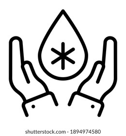 Blood drop inside hands, blood donation icon